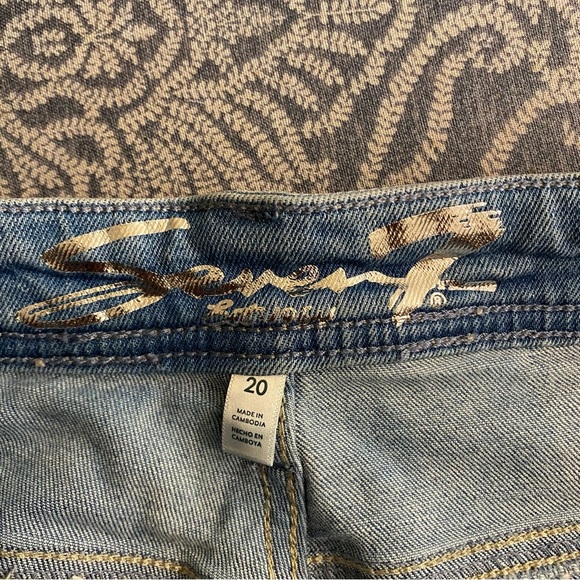 Melissa McCarthy Seven7 Jeans Size 20 Denim Blue Embroidered Pockets Straight - Picture 3 of 11